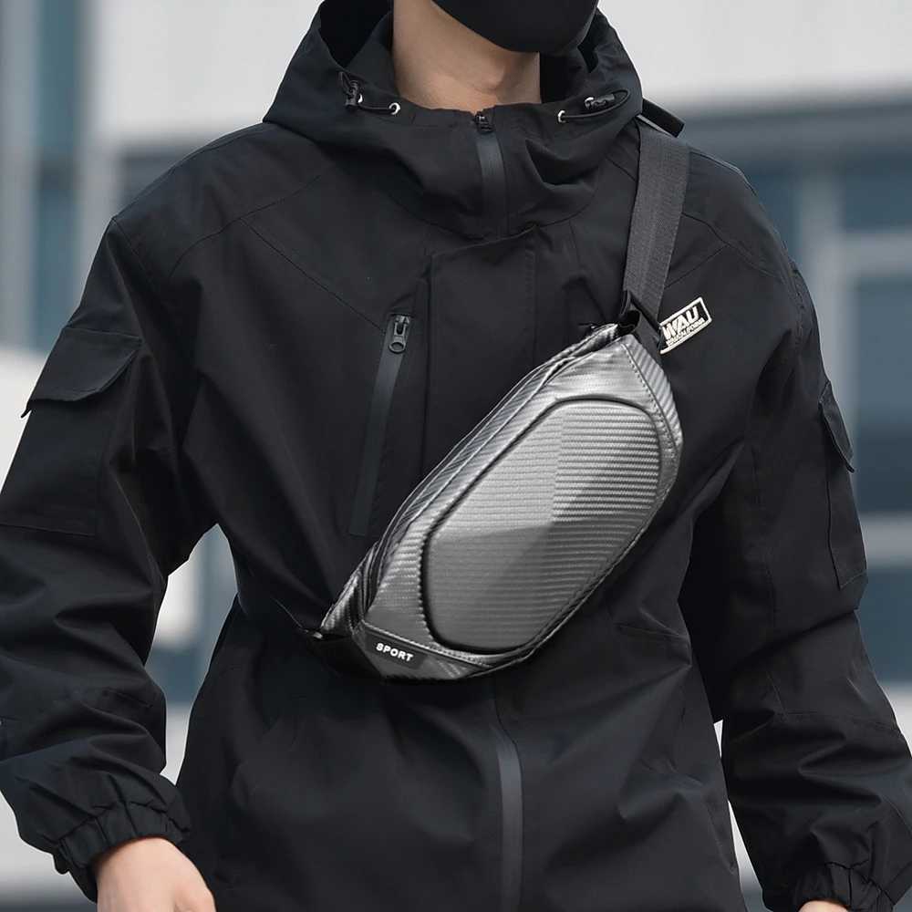 Mens carbon fiber skin mini shoulder bag bags for men sling bag mens bag Y250724