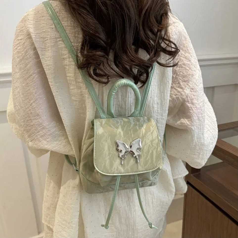 New PU Womens Backpack Solid Color Shoulder Bag High-capacity Mini Backpack for Ladies Y250724
