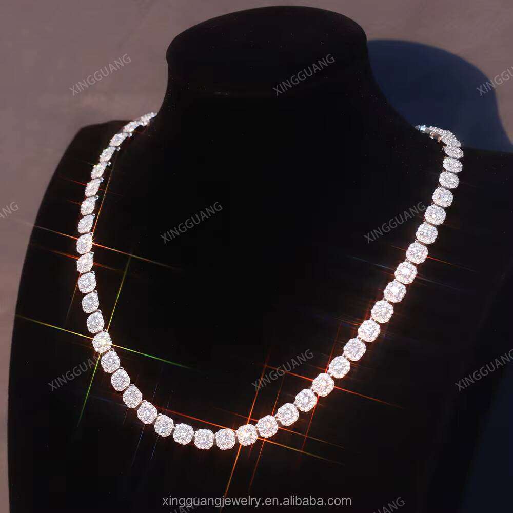 Hot-sale 8mm Cluster Tennis VVS Moissanite Cuban Dia Chain S Sier Gold Fine Jewelry Necklace Bracelet Hiphop Men Women