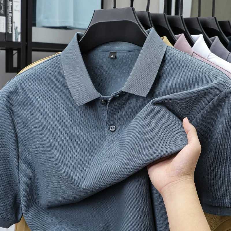 100% pure cotton boutique short-sleeved high-end mens polo shirt summer high-quality solid color tops business casual T-shirt XJ250725
