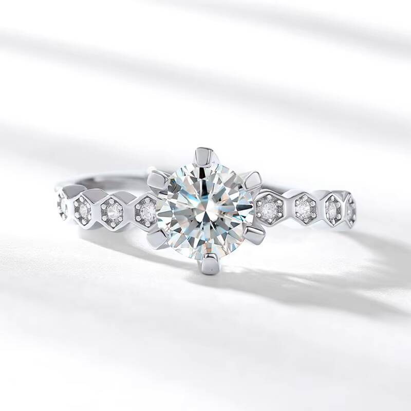1ct Cut Moissanite Wedding Ring Six Claw Setting 925 Sterling Silver Engagement Band for Women Gift Idea