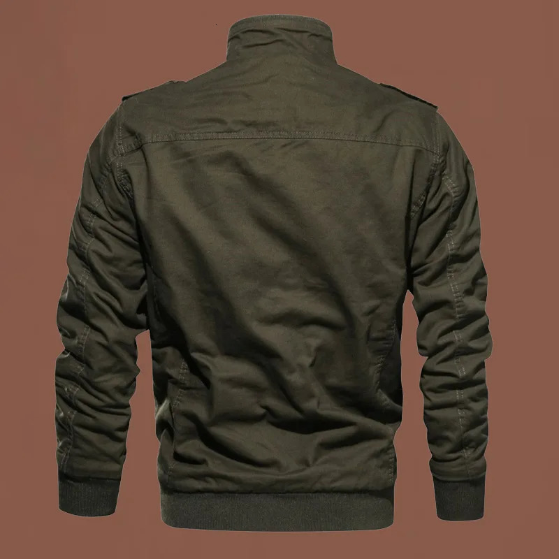 Pure cotton coat men 2025 spring and autumn stand collar jacket casual allmatch pure military shirt cargo trend 250717