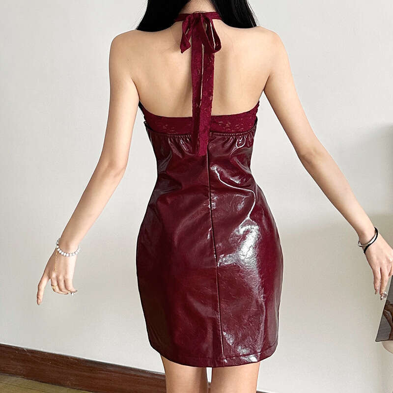 2024 Autumn Winter New Women's Solid Color Slim Halter Neck Vest Fashion High Waist Skirt Set 13c