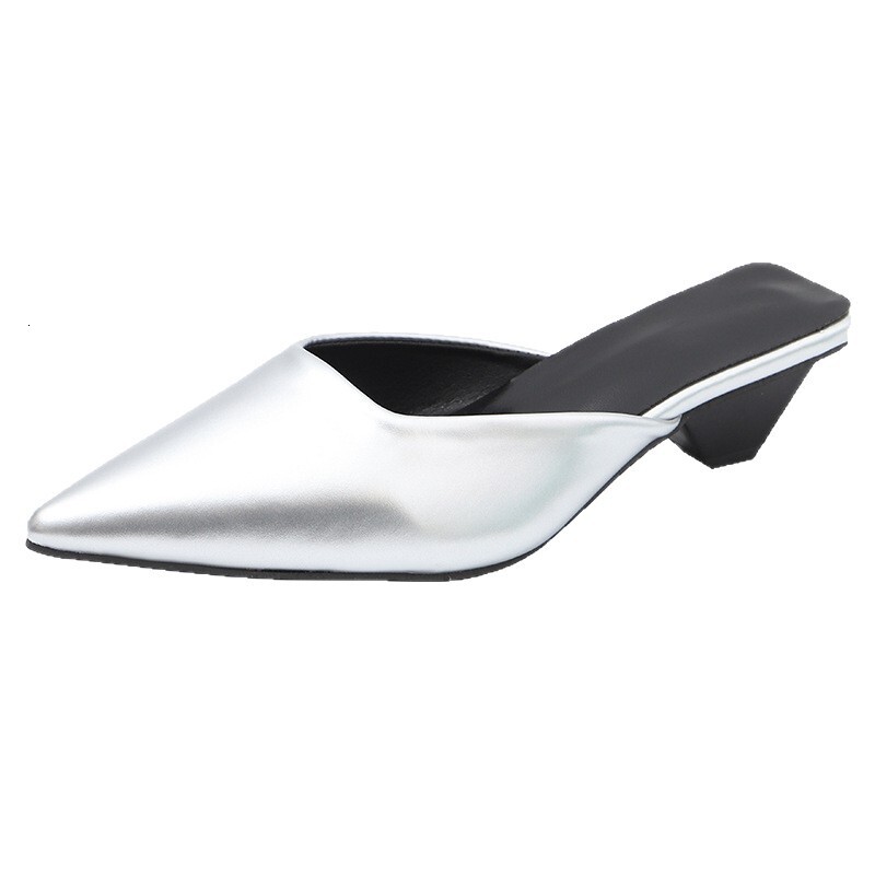 Ddmysports New Outdoor Wear Stiletto Shallow Mouth Closed Half Slippers Socialite Style Sexy Pointed Toe Elegant High Heel Sandals For Women Outdoor S