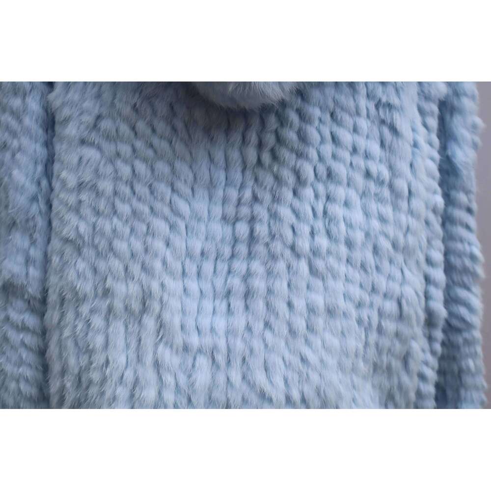 Real Rabbit Fur Coat For Women Encrypted Thickened Handmade Double-Sided Woven Hooded Korean Style New Autumn And Winter