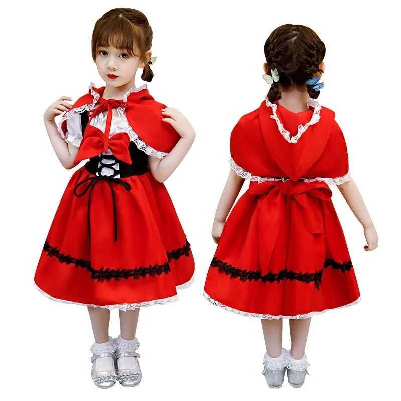 Halloween Deluxe Red Riding Hood Costume for Girls with Cape and Bag Perfect for Carnival Performances Vampire Witch Clothes Z250725