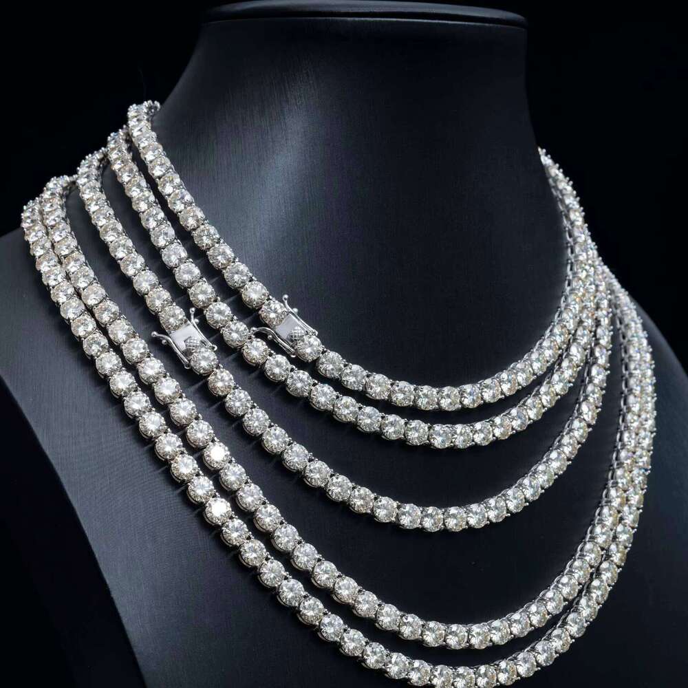 vVSMorganite6.5mm Genuine 10K 14K VVS5mm Silicon Stone Tennis Chain Bracelet Necklace Sinocre Hip Hop Lover