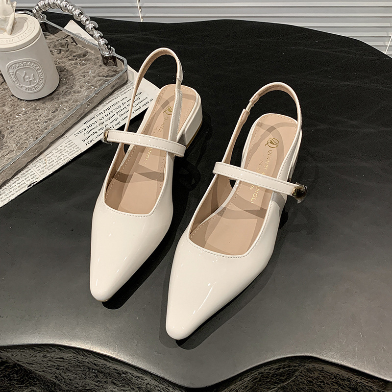 Ddmysports French Style Closed Toe For Women New Summer Square Mid High Heel Silver Mary Jane Sandals Outdoor Shoes