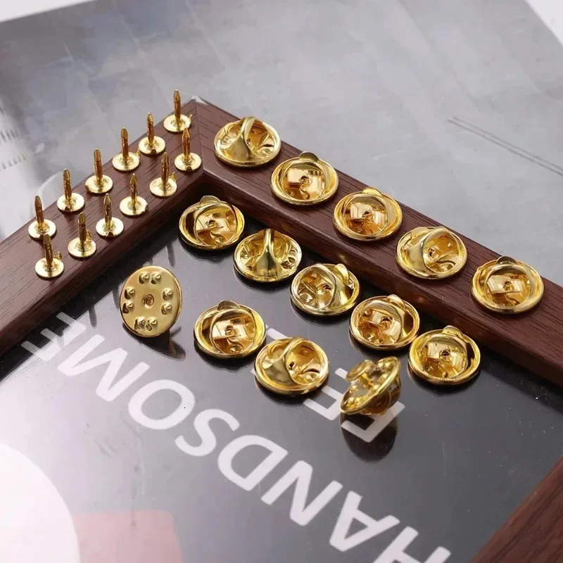 Metal Nail Tie Tack Pins DIY Brooch Accessories Nail Tie Tack Lapel Pin Back Clutch Butterfly Clasp Round Pinch Clip Base Pins 250723