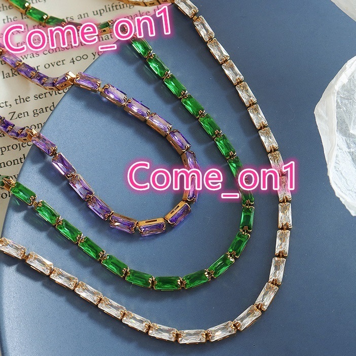 Summer Luxury Jewelry Designer Full Zircon Stainless Steel 18 K Tennis Chain Bracelet Necklace Set