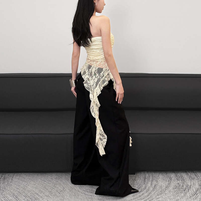 2025 Spring New Women's Fashion Solid Color Slim Street Style Off-Shoulder Tube Top Backless Vest 183