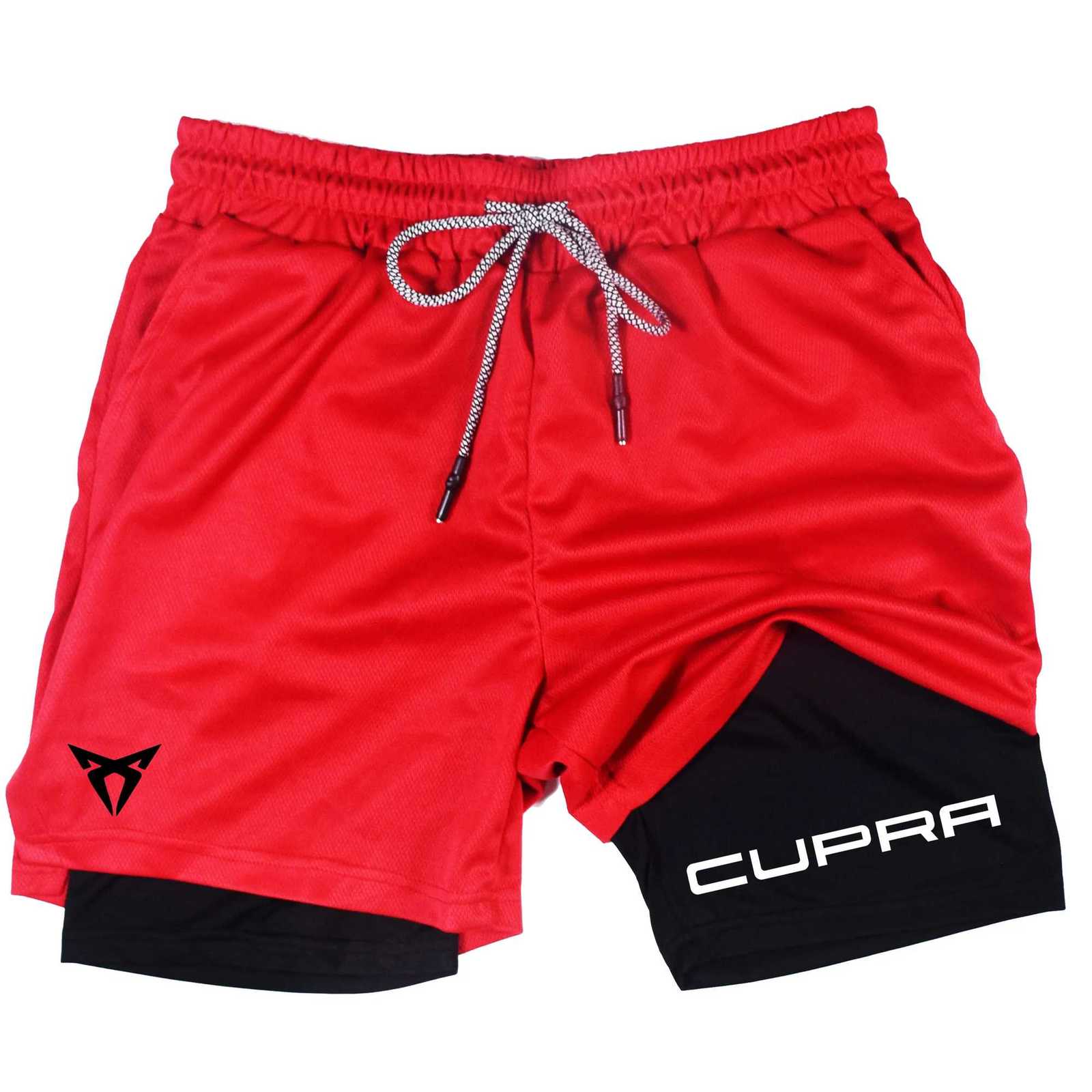 Mens Two-in-one Sports Shorts Breathable Casual Quick-drying Double-layer Shorts Summer Running Sportswear Bottoms M-3XL W250724