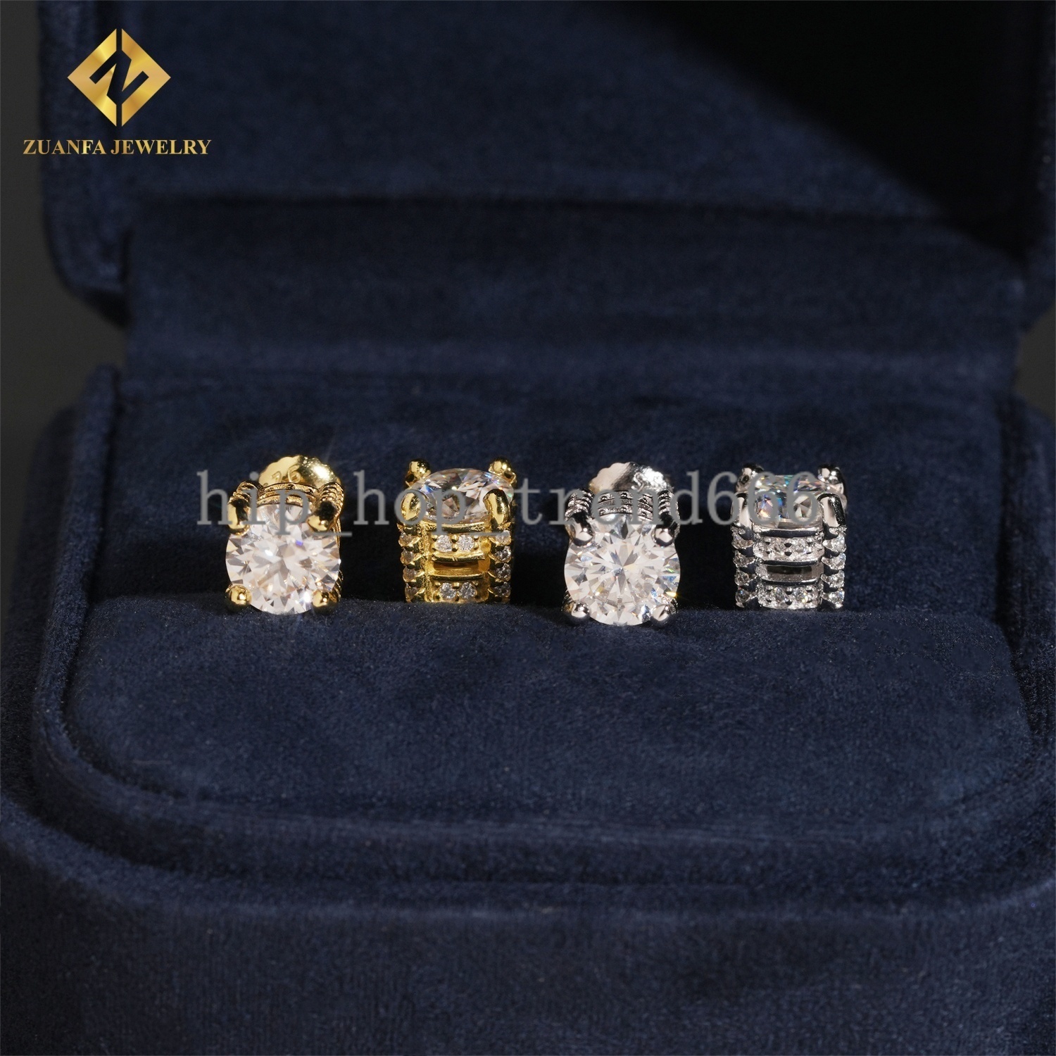 Ready to Ship 925 Silver 6.5mm VVS Moissanite 4 Prong Hip Hop Jewelry Earrings Iced Out Diamond Screw Back Ear Studs Men Women