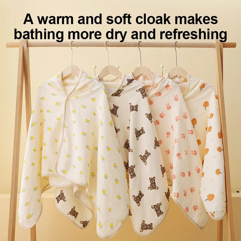 Cartoon Baby Bath Towels for Body Hooded Coral Fleece Kids Bathrobe born Swaddle Wrap Blankets Girls Boys 250725