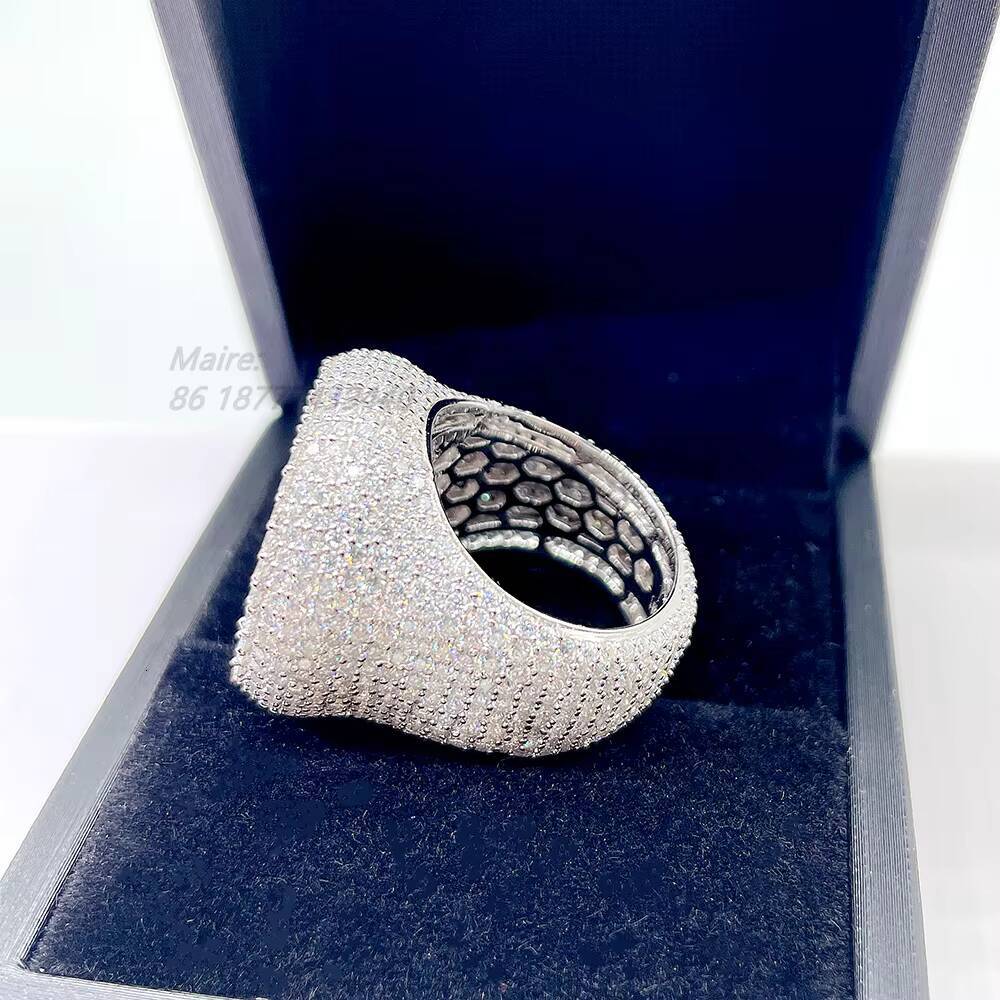 Luxury Style Custom Jewelry Silver 10k 14k 18k Vvs Moissanite Diamond Ring Men Diamond Ring Pass Diamond test Hip Hop Ring