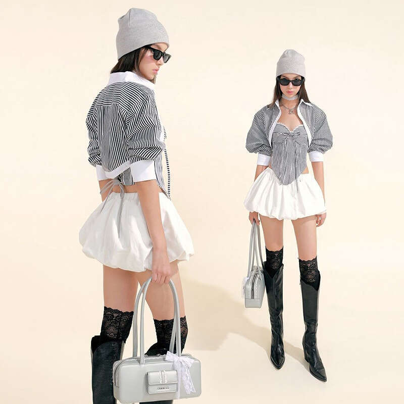 2024 Autumn New Women's Solid Color Slim Short Sleeve Top Fashion High Waist Skirt Set 681