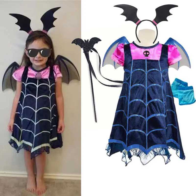 Vampire Girl Costume with Wings Bat Role Playing Halloween Dress up Toddler Junior Vamprina Cosplay Carnival Clothing Z250725