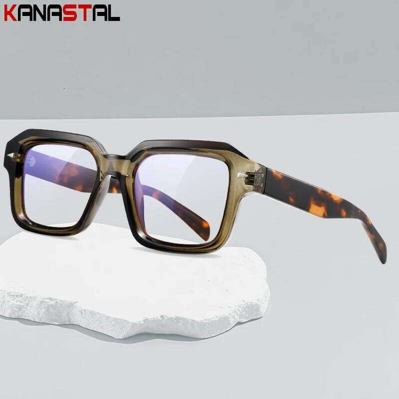 Men Prescription Glasses Optics Lenses Myopia Reading Eyewear Women Blue Light Blocking Computer Acetate Square Eyeglasses Frame
