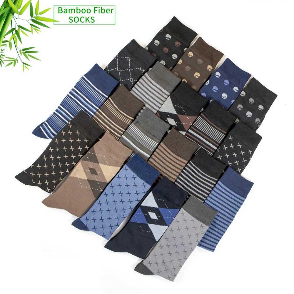 5 Pairs of Mens Mid-Calf Socks - Soft Breathable Moisture-Wicking Bamboo Fiber for All Season Wear X250725