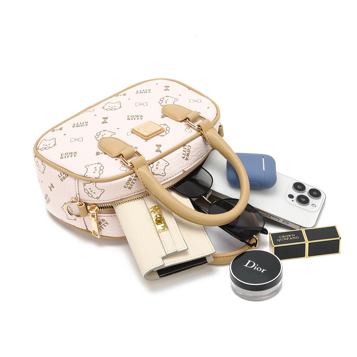 Women's Fashion Single Shoulder Bag Free Shipping Designer Luxury New Printed Elegant Handheld Bowling Bag Casual Versatile High-end Cute Leisure