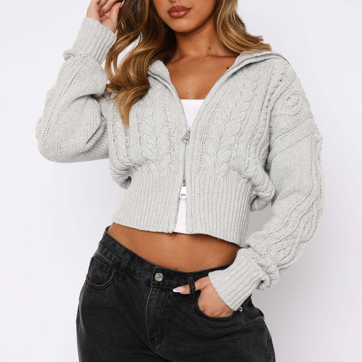 new Free shipping designer sweater for women French fashion sweater slimming and shoulder covering knitted top