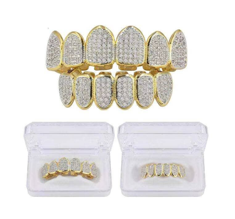 BES S925 Sterling Silver MoissaniteTop Bottom Teeth Grillz Iced Out Mens Grills Dental Halloween Grillz Teeth Hip Hop Jewelry