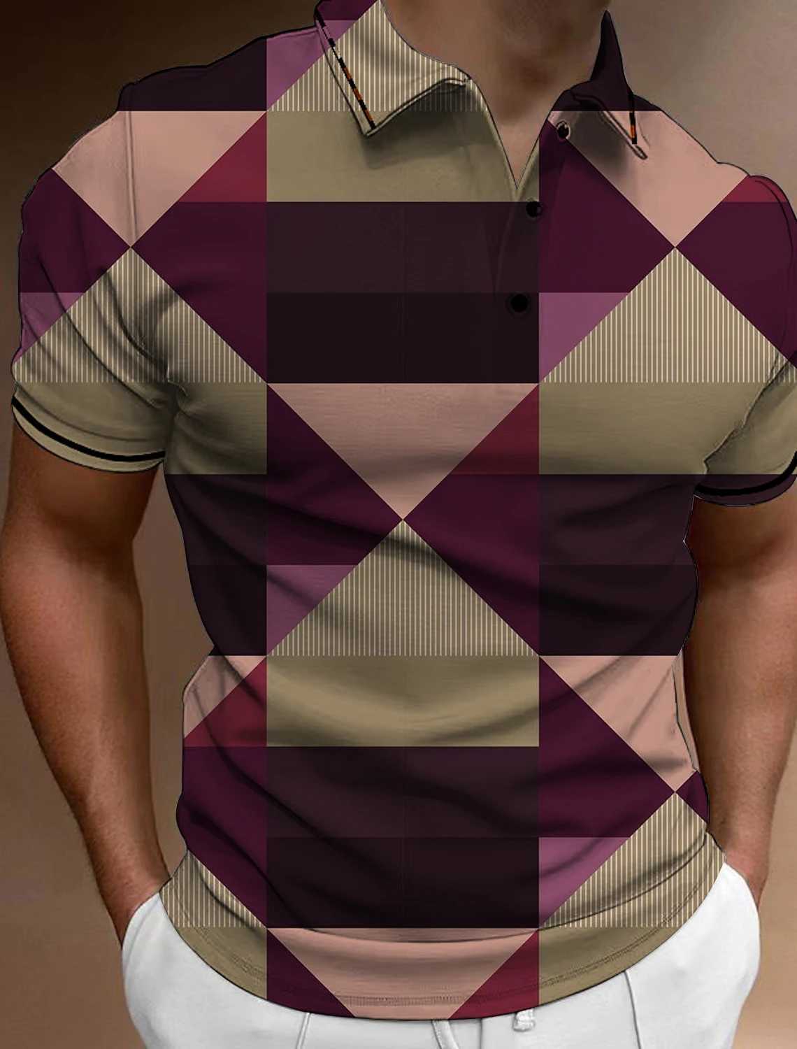 Mens Striped Block Button Polo Shirts Casual Short Sleeves Mens Polo Tee Shirt Mens Tops Street Mens Golf Clothing Clothes XJ250725