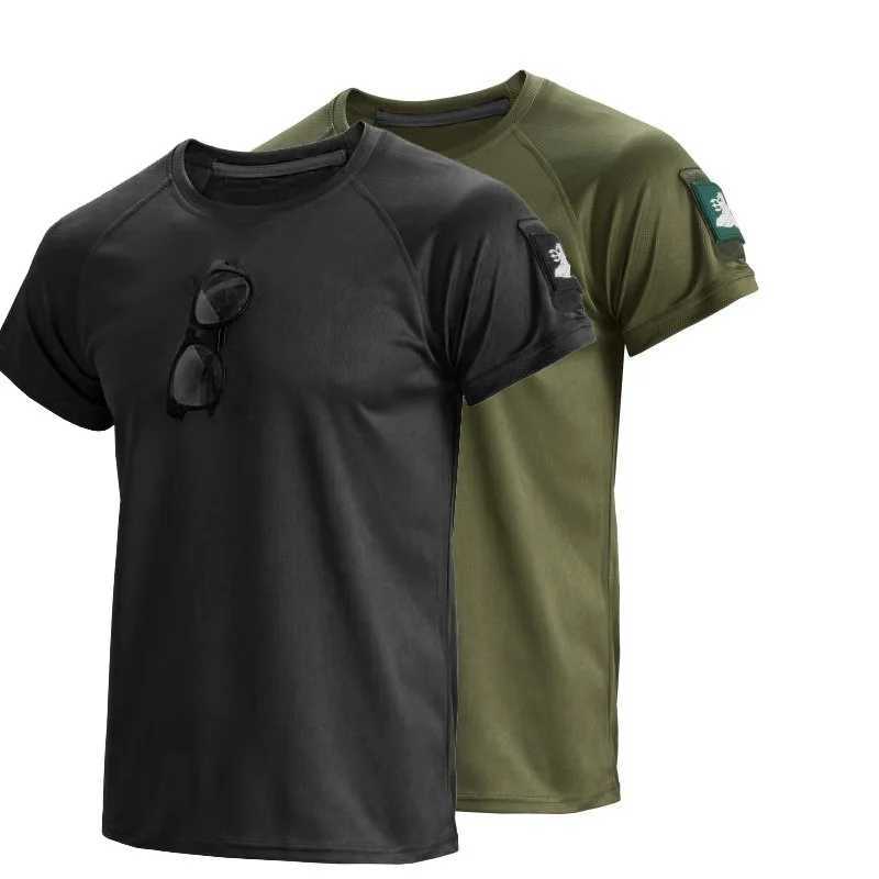 2025 New Outdoor Military Enthusiast T-shirt for Mens Summer Quick Drying Lightweight Short Sleeved Plus Size Training T-shirt Y250724
