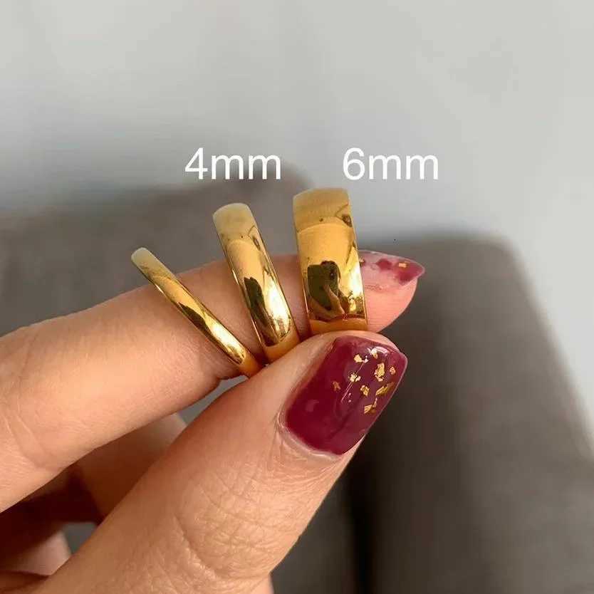 Valentines Day gift Simple and smooth ordinary ring classic gold ring suitable for women men married couples engagement jewelry W250417