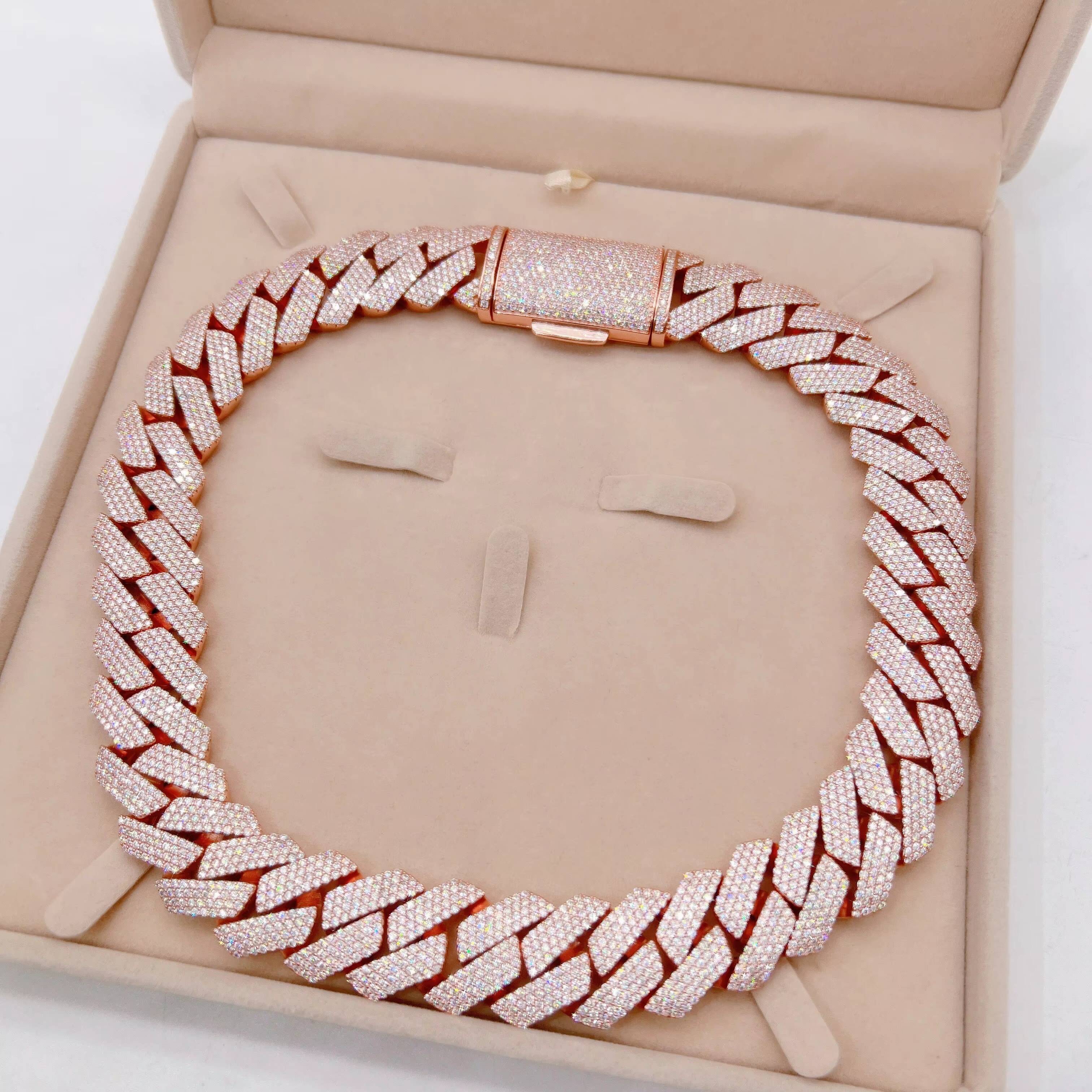 22MM Width Miami Big Heavy Cuban Necklace Sterling Silver VVS Moissanite Hip Hop Jewelry Men Cuban Link Chain