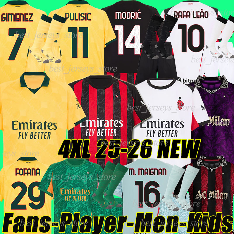 4XL 25/26 MODRIC 3rd Soccer Jerseys AC PULISIC RAFA LEAO GIMENEZ CHUKWUEZE TOMORI FOFANA LOFTUS-CHEEK THIAW GABBIA M.MAIGNAN men kids kits socks football shirts