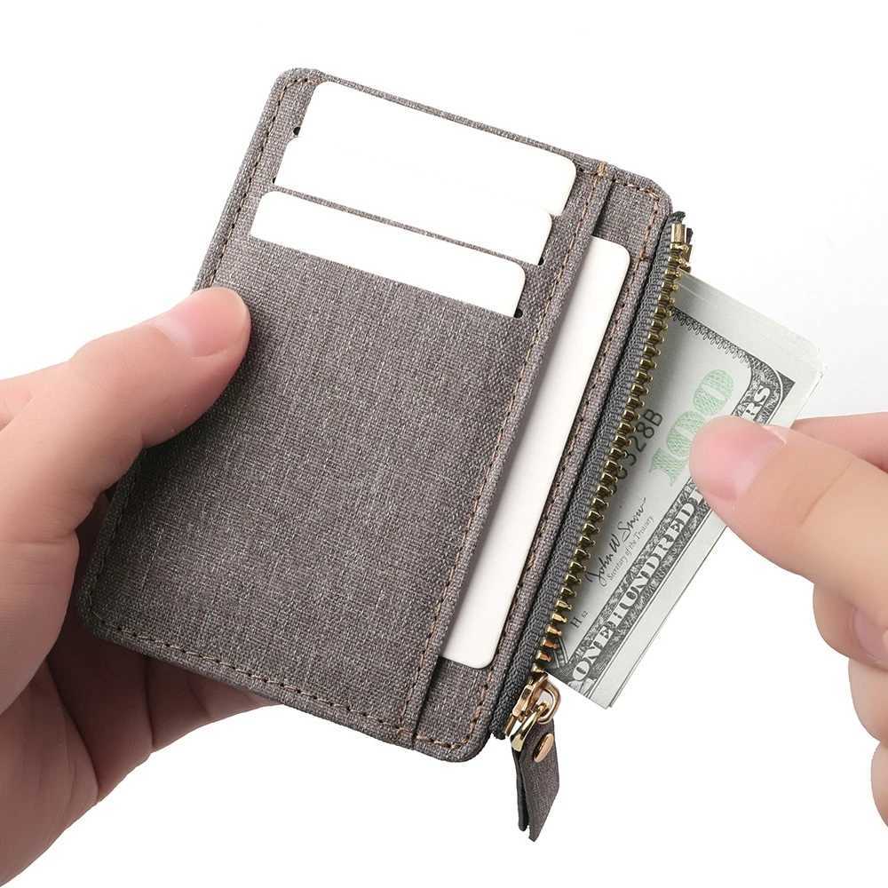 Canvas Material Large Capacity Ultra-thin High-quality Simple Multi-Card Coin Zipper Wallet ID Card Bag Z250725