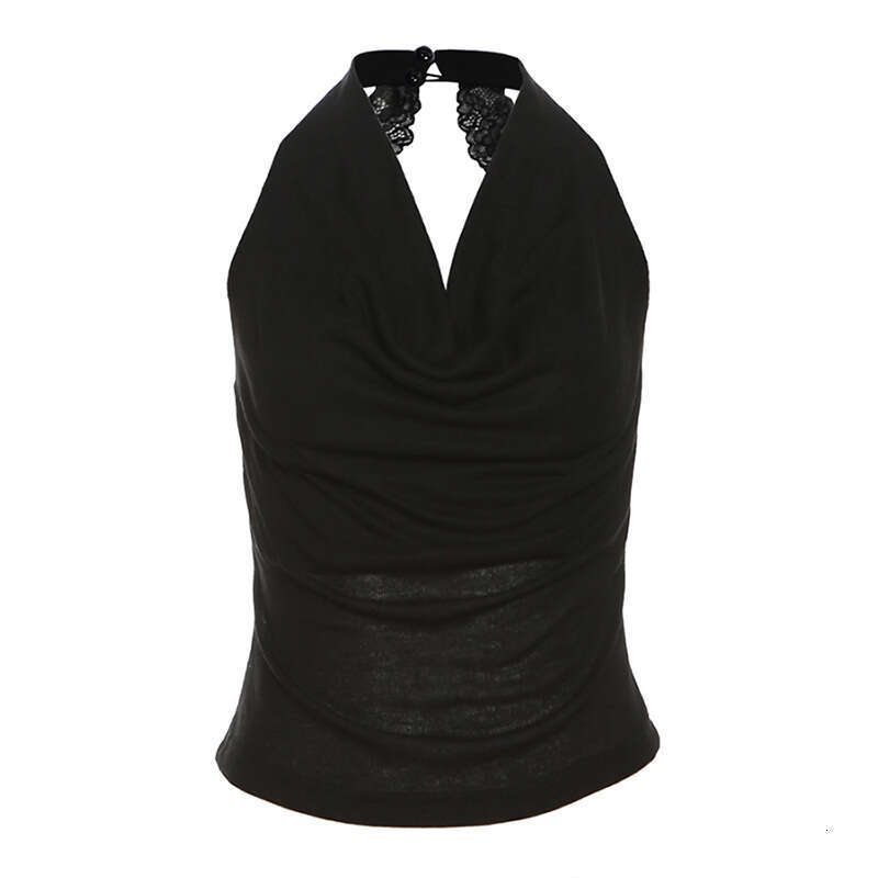 2024 Summer New Women's Solid Color Slim Fit Street Fashion Halter Sexy Backless Tank Top 480