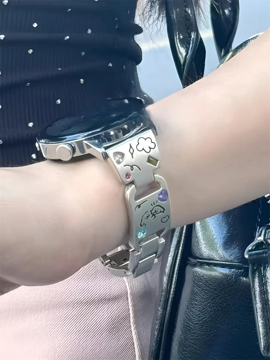 Cute Dog Metal Strap for Watch 7 6 5 4 3 Active 40/44mm Women Band for Amazfit GTR GT4 41mm 3 42/46 250723