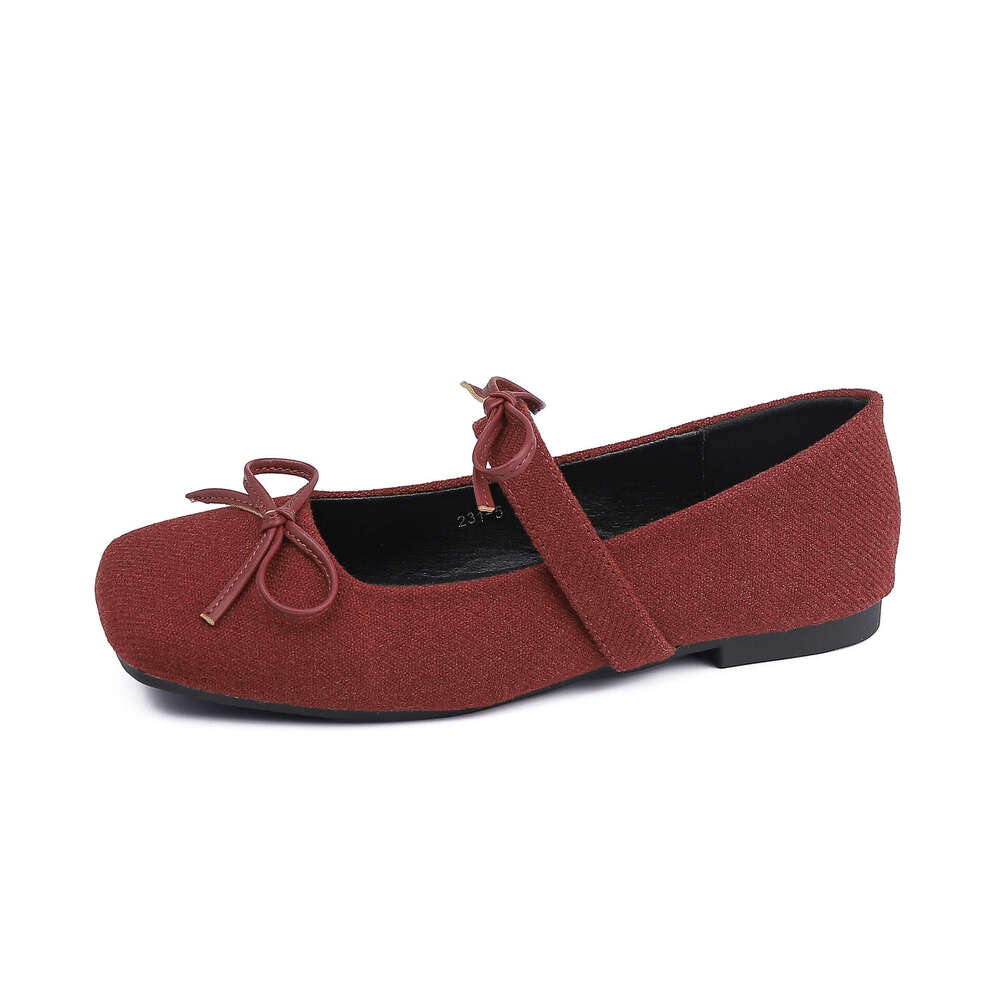 Designer Spring New Bowknot Casual Flat for Women Comfortable Soft Sole One-Strap French Style Shallow Mouth Single Shoes