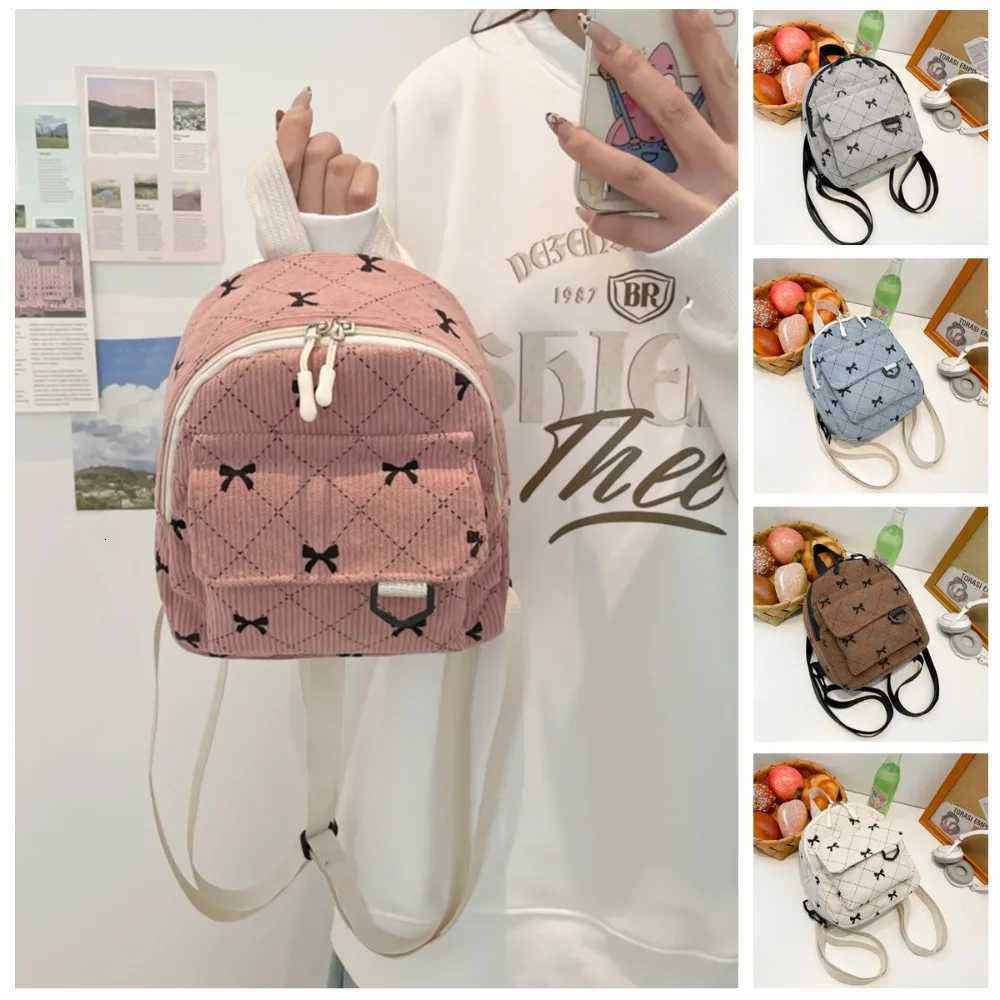 Mini Backpack Sweet Bowknot Printed Shoulder Bag Travel Cosmetic Storage Bag Korean Ins Student Backpacks Casual Rucksack Y250724