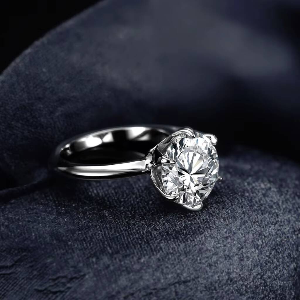Custom 10ct Moissanite Ring Round Cut VVS S925 Sterling Silver Gold Plated Ring Moissanite Engagement Ring