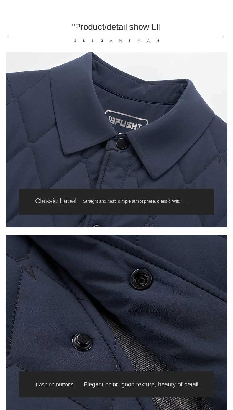 Mens Padded Clothes Autumn and Winter New Solid Color Casual Warm Windproof High-end Business Lapel Coat Mens Fleece Jacket X2507251
