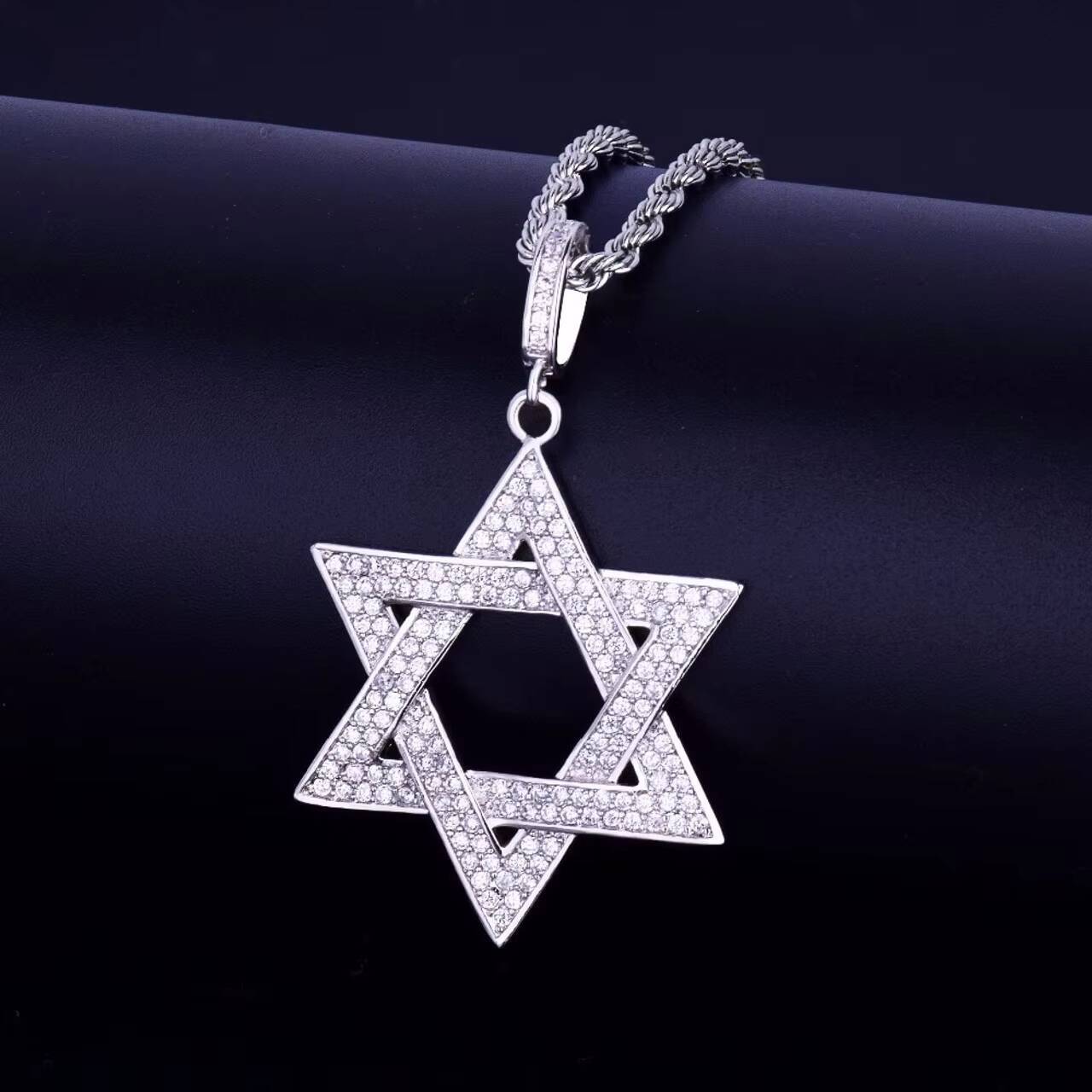Stylish 18K Gold .925 Silver Hip Hop Six-Point Star David Pendant Necklace Moissanite Jewelry Pendants Charms
