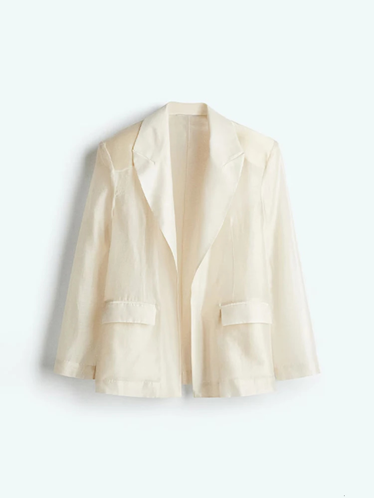 Sexy See Through Silk Set Women Elegant Blazer Coat Loose Shirt Wide-leg Pants Female Suit Summer Street Lady 3-piece Sets 250723