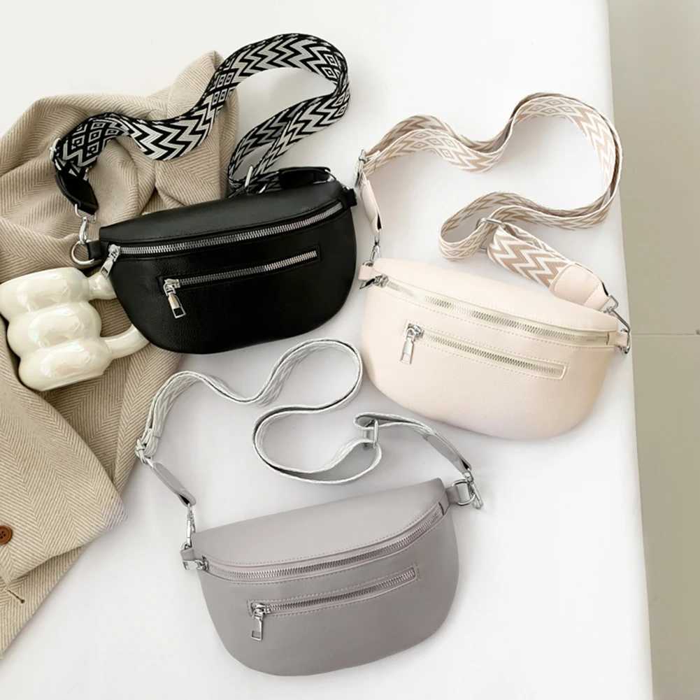 Mens Waist Bag Multi-pocket Street Fanny Pack PU Leather Ch Bag Fi Wide Strap Crossbody Bag Solid Shoulder Bags Y250724
