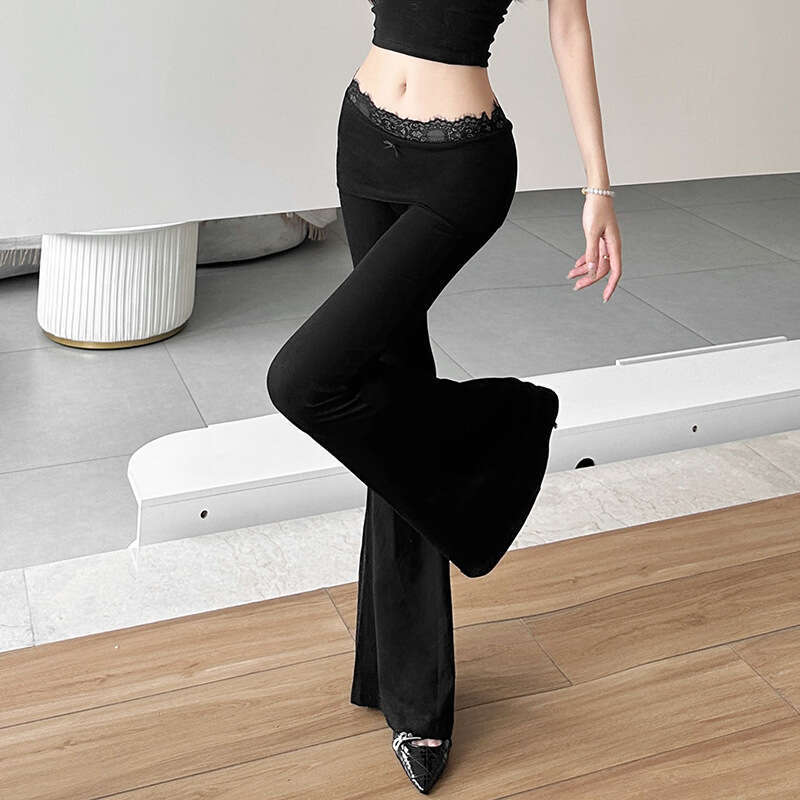 2024 Summer New Fashion Solid Color Sexy High Waist Straight Flared Casual Pants for Women f44