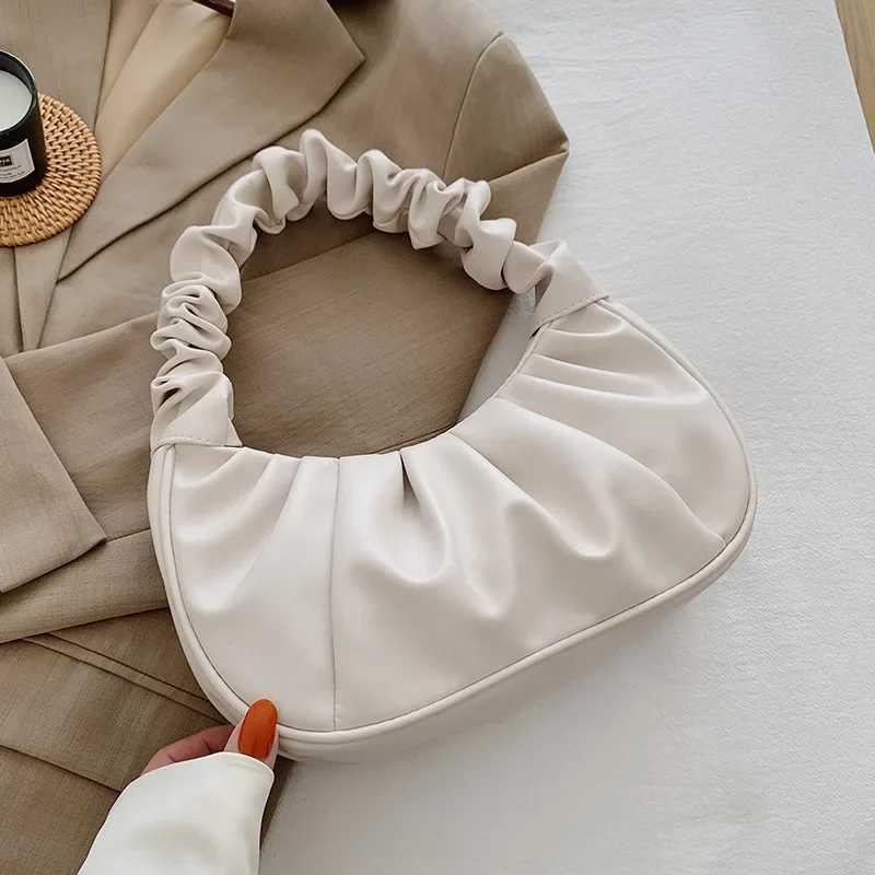 Fi Pleated Handlebags for Women PU Cloud Bags Leisure Armpit Bag Shopping Shoulder Bags Dumpling Handbag Fem Hand Bags Y250725
