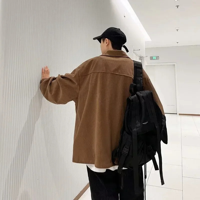 Autumn Corduroy Cargo Jacket For Men Y2K Vintage Embroidered Button 2024 Casual Baggy Ropa Hombre Blouse Coats 250717