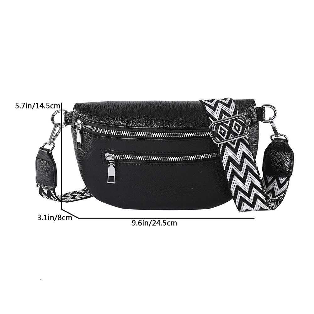 Mens Waist Bag Multi-pocket Street Fanny Pack PU Leather Ch Bag Fi Wide Strap Crossbody Bag Solid Shoulder Bags Y250724