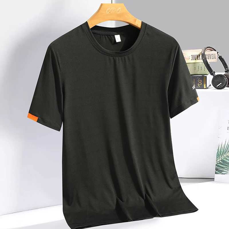 Mens Summer Ice Silk T-shirt Sweatshirt Round Neck Simple Running Fitness Suit Thin Breathable Quick Drying T Y250724