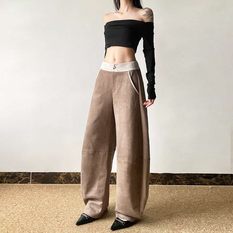 2024 Autumn New Women's Solid Color Loose Street Fashion High Waist Casual Straight Wide Leg Pants 60f