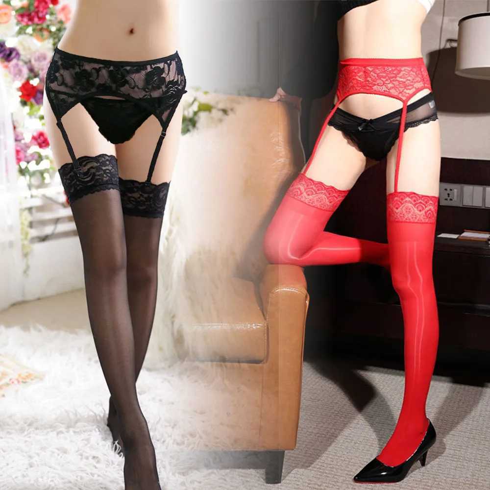 Sexy Suspender Garter High knee Stocking Lady open crotch Belt Lace hold on Tights Panties Underwear Thong erotic for women 250715