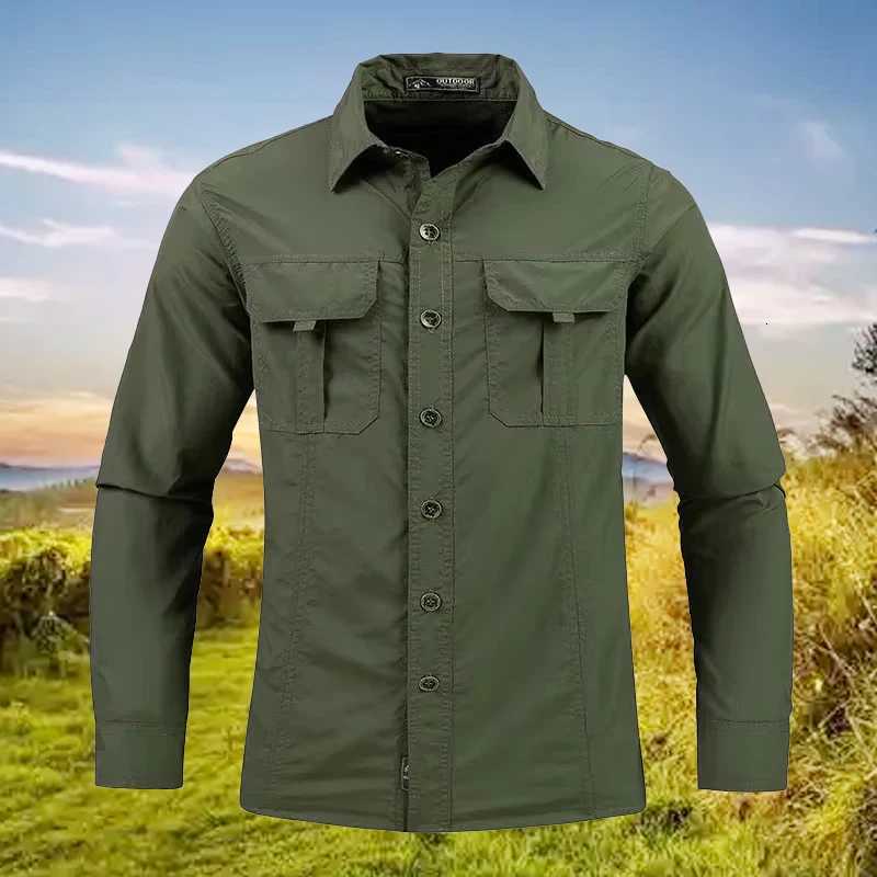 Mens New Lightweight Quick-Drying Shirt Tactical Casual Military Long-Sleeved shirts Breathable Sport Sunscreen Hiking Shirts Y250724