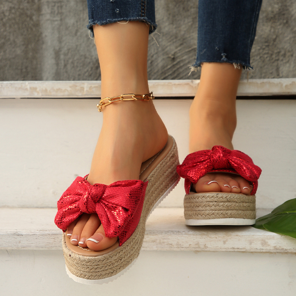 Ddmysports Platform Thick Sole Slippers Summer New Fashion One Strap Sandals Wedge Flower Beach Shoes For Women Outdoor Shoes